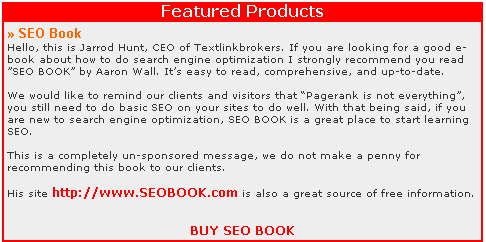Text Link Brokers review of SEO Book.